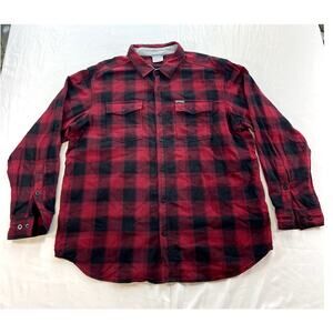 Columbia Men's Flare Gun Stretch Flannel Shirt Red & Black Sz 2XL